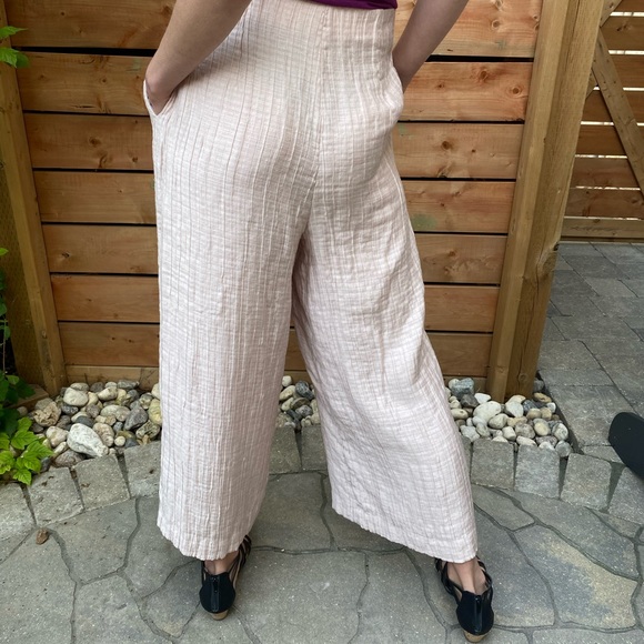 Massimo Dutti Dusty Pastel Rose Flowy Wide Leg Pant S Textured - Picture 2 of 6